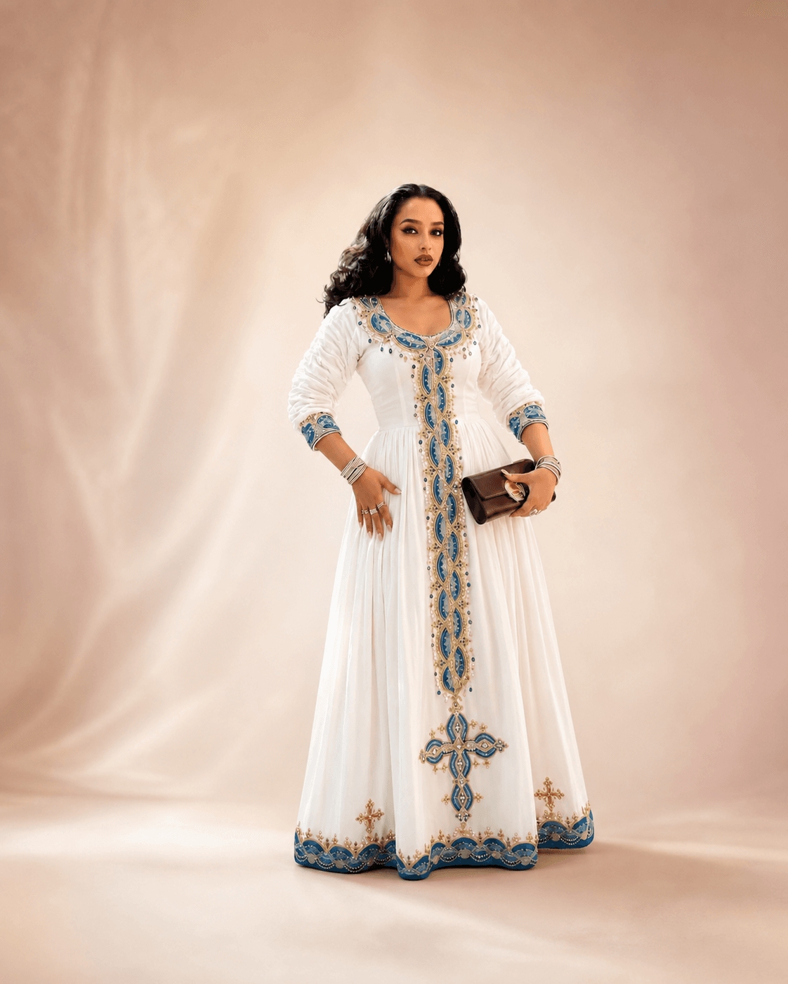 Blue & Gold Embroidered Dress