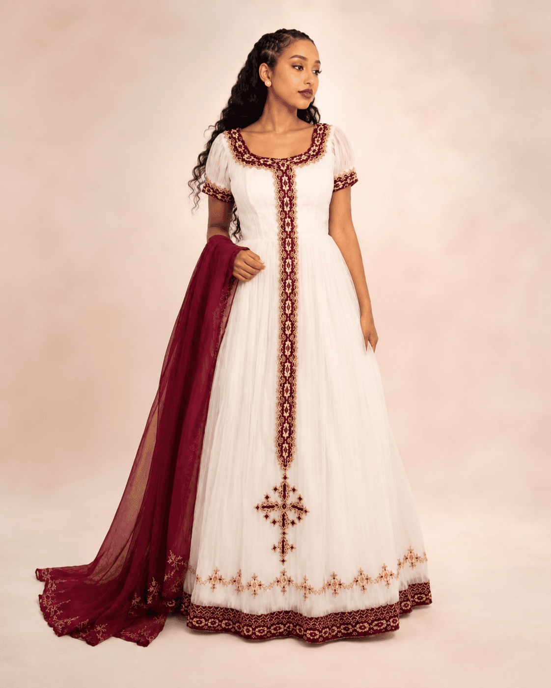 Burgundy Cross-Trim Dress product photo
