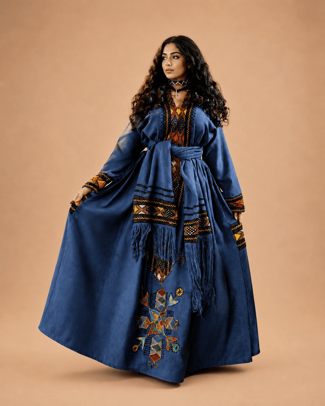 Navy Embroidered Traditional Dress