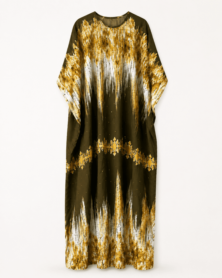 Olive & Gold Abstract Print Kaftan