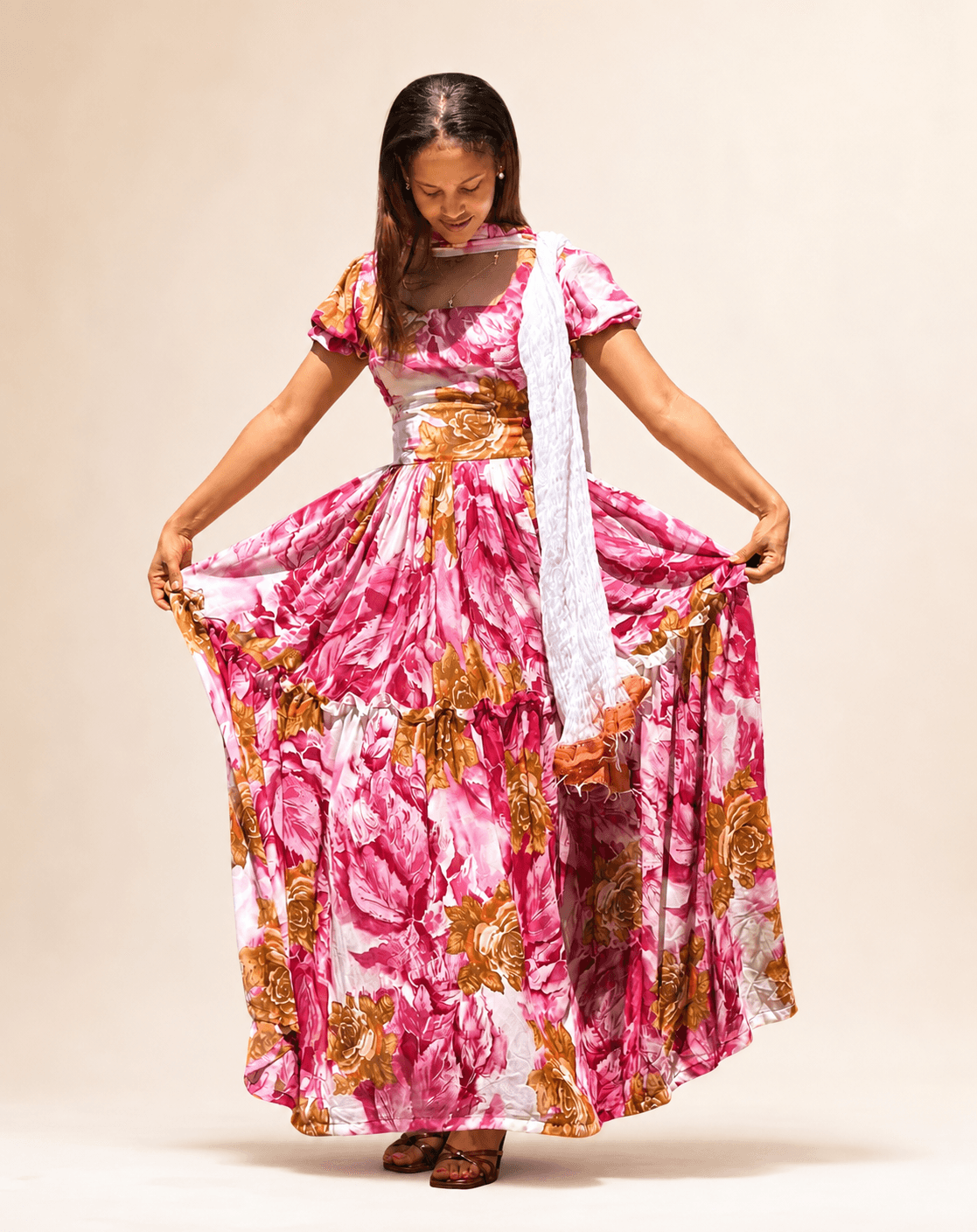 Pink Floral Kaftan